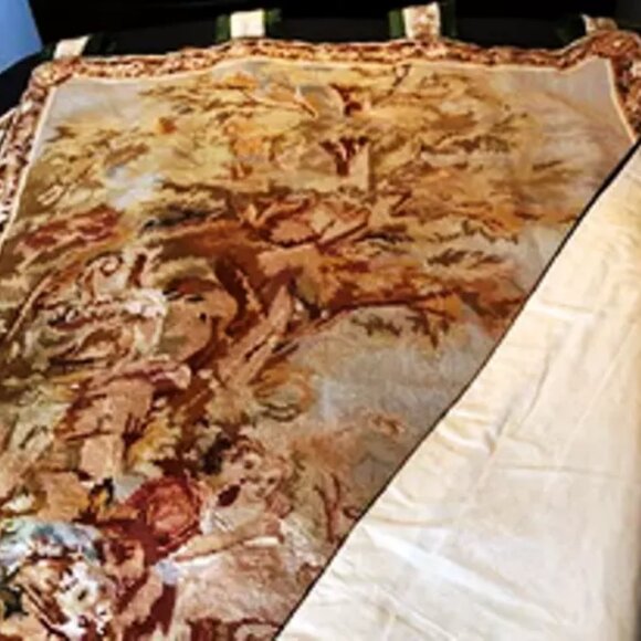 Antique Aubusson French Tapestry 52 x 36 Pastoral Romantic Louis XV Style - Picture 5 of 5